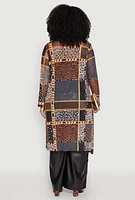 Womens Plus Size Patterned Chain Print Mesh Duster, Multi, Size 1X