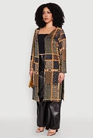 Womens Plus Patterned Chain Print Mesh Duster, Multi,
