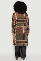 Womens Plus Patterned Chain Print Mesh Duster, Multi,