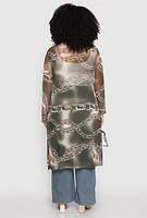 Womens Plus Patterned Chain Print Mesh Duster,