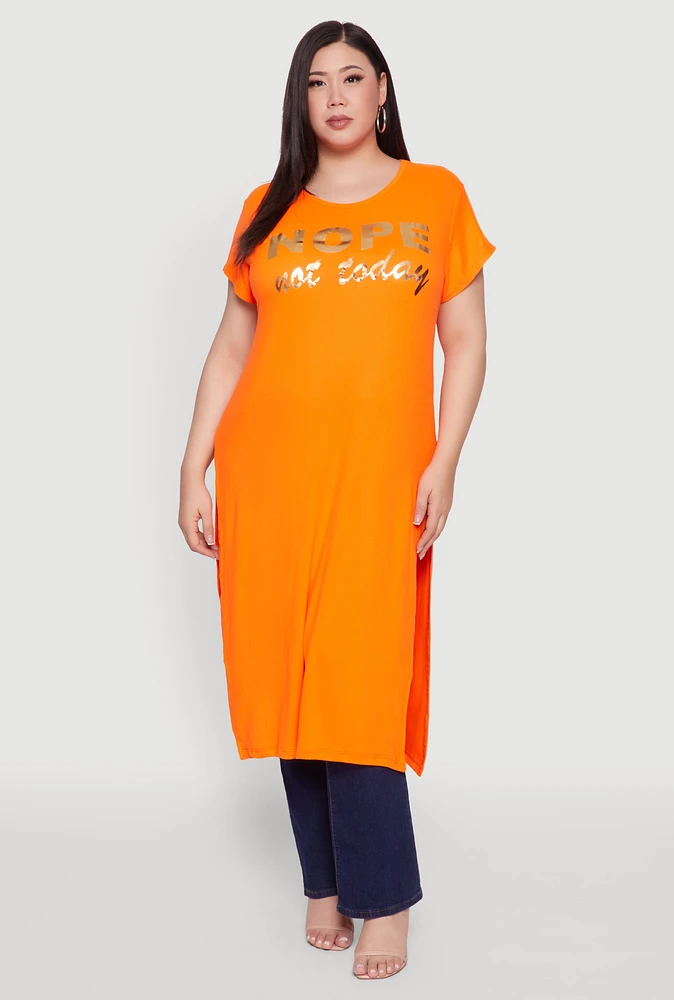Womens Plus Nope Not Today Maxi Top,