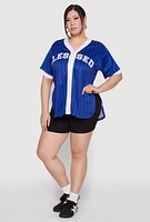 Womens Plus Blessed Pinstripe Baseball Shirt,