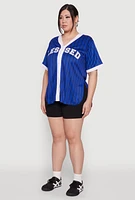 Womens Plus Blessed Pinstripe Baseball Shirt,