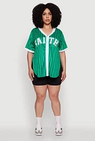 Womens Plus Contrast Trim Faith Graphic Baseball Tee,