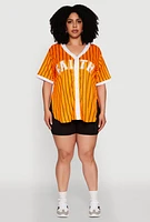 Womens Plus Contrast Trim Faith Graphic Baseball Tee,