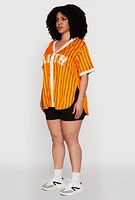 Womens Plus Contrast Trim Faith Graphic Baseball Tee,