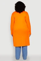 Womens Plus Ribbed Soft Knit Open Front Duster, 1X