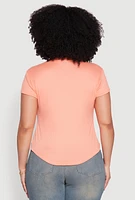 Womens Plus Size Cut Out Rib Knit Top, Orange, Size 1X