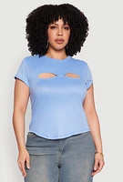 Womens Plus Cut Out Rib Knit Top, 4X