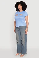 Womens Plus Cut Out Rib Knit Top, 4X