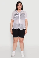 Womens Plus Size Angel Graphic Short Sleeve V Neck Baseball Shirt, White, Size 4X