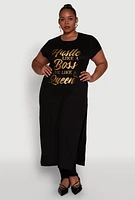 Womens Plus Hustle Like A Boss Live Queen Maxi Top, 2X
