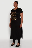 Womens Plus Hustle Like A Boss Live Queen Maxi Top, 2X