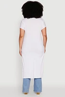 Womens Plus Size Hustle Like A Boss Live Like A Queen Maxi Top, White, Size 4X