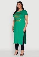 Womens Plus Size Hustle Like A Boss Live Like A Queen Maxi Top, Green, Size 2X