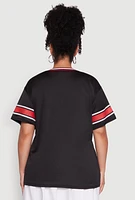 Womens Plus Size Varsity Stripe Boss 15 Graphic Jersey, Black, Size 4X