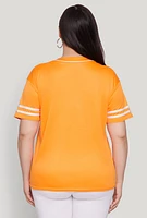 Womens Plus Size New York Patch Baseball Jersey, Orange, Size 3X