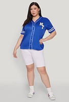 Womens Plus New York Patch Baseball Jersey,