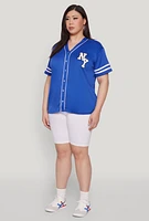 Womens Plus New York Patch Baseball Jersey,