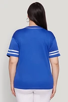 Womens Plus New York Patch Baseball Jersey,