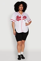Womens Plus Boss 94 Baseball Jersey, White,