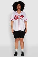 Womens Plus Size Boss 94 Baseball Jersey, White, Size 1X