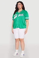 Womens Plus Angel Graphic Baseball Tee, Green,