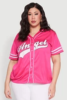 Womens Plus Angel Graphic Baseball Tee, 3X