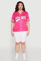 Womens Plus Angel Graphic Baseball Tee, 3X