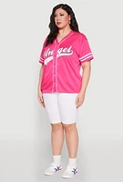 Womens Plus Angel Graphic Baseball Tee, 3X