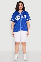 Womens Plus Angel Graphic Baseball Tee,