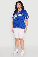 Womens Plus Angel Graphic Baseball Tee,