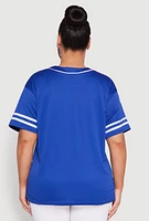 Womens Plus Varsity Stripe Brooklyn Baseball Jersey,