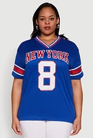 Womens Plus Varsity Stripe New York Graphic Jersey,