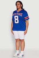 Womens Plus Varsity Stripe New York Graphic Jersey,
