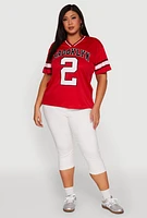 Womens Plus Size Brooklyn 2 Football Jersey, Red, Size 3X