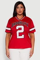 Womens Plus Size Brooklyn 2 Football Jersey, Red, Size 3X