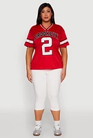 Womens Plus Size Brooklyn 2 Football Jersey, Red, Size 3X