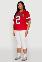 Womens Plus Size Brooklyn 2 Football Jersey, Red, Size 3X