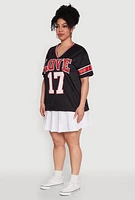 Womens Plus Love 17 Football Jersey,
