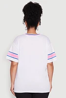 Womens Plus Size Love 17 Football Jersey, White, Size 1X