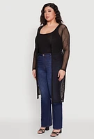Womens Plus Shadow Stripe Mesh Duster, 1X