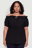 Womens Plus Off the Shoulder Peplum Top,