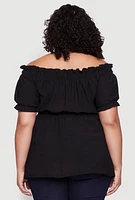 Womens Plus Off the Shoulder Peplum Top,