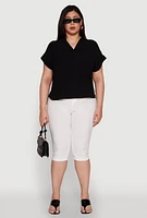 Womens Plus Chic Crepe Knit Side Slit Blouse,