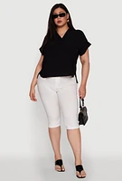 Womens Plus Chic Crepe Knit Side Slit Blouse,