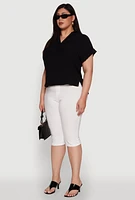 Womens Plus Chic Crepe Knit Side Slit Blouse,