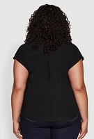 Womens Plus Airy Button Front Shirt,