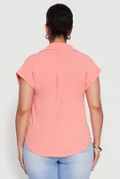 Womens Plus Airy Button Front Shirt,