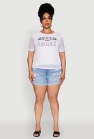 Womens Plus Size Queen and Angel Mesh Top, White, Size 4X